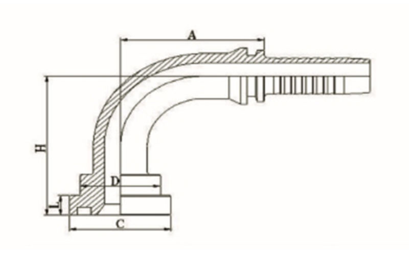 90° SAE 法蘭 6000PSI ISO 12151-3-SAE J516