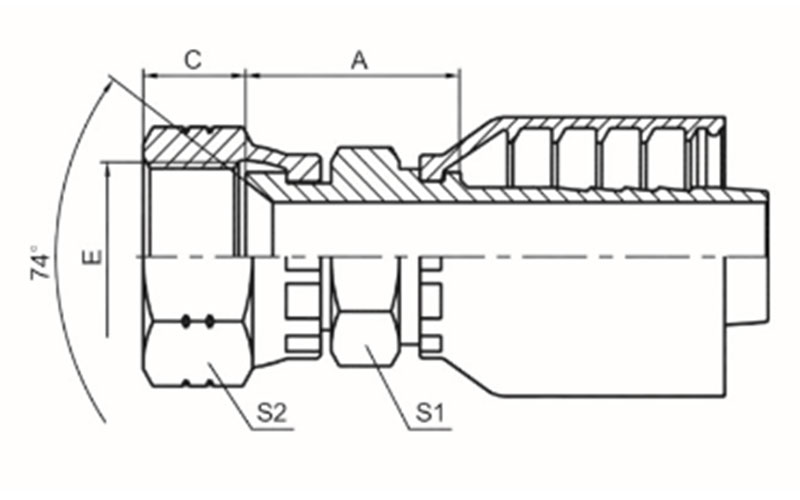 美制JIC內(nèi)螺紋74°內(nèi)錐面雙六角 SAE J514